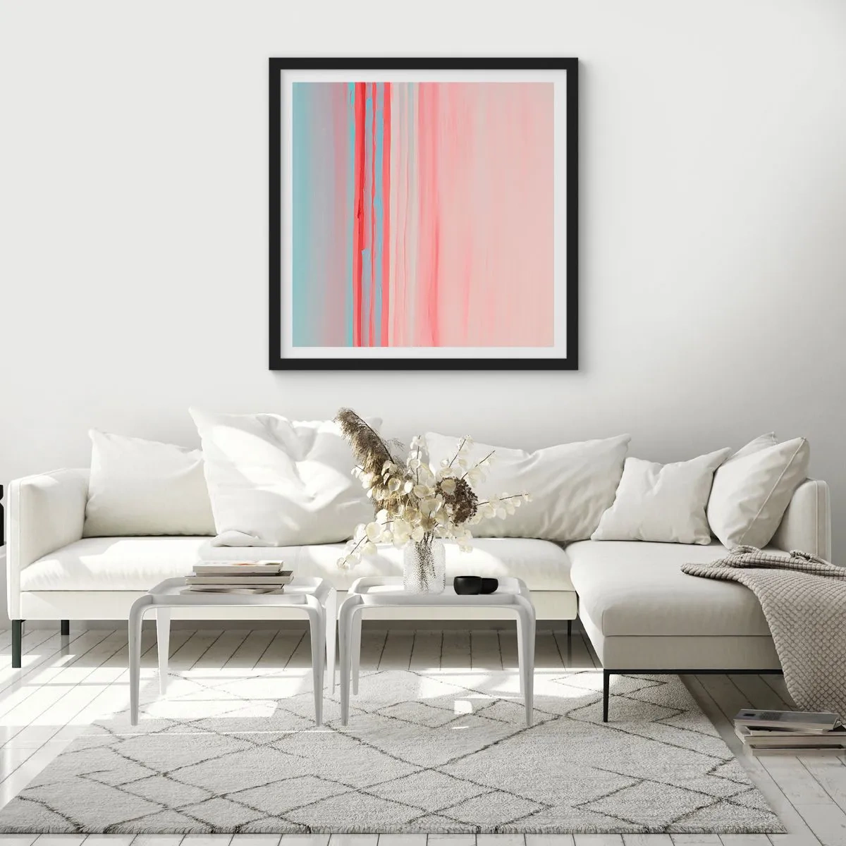 Poster in een zwarte lijst - Abstractie bij dageraad - 40x40 cm