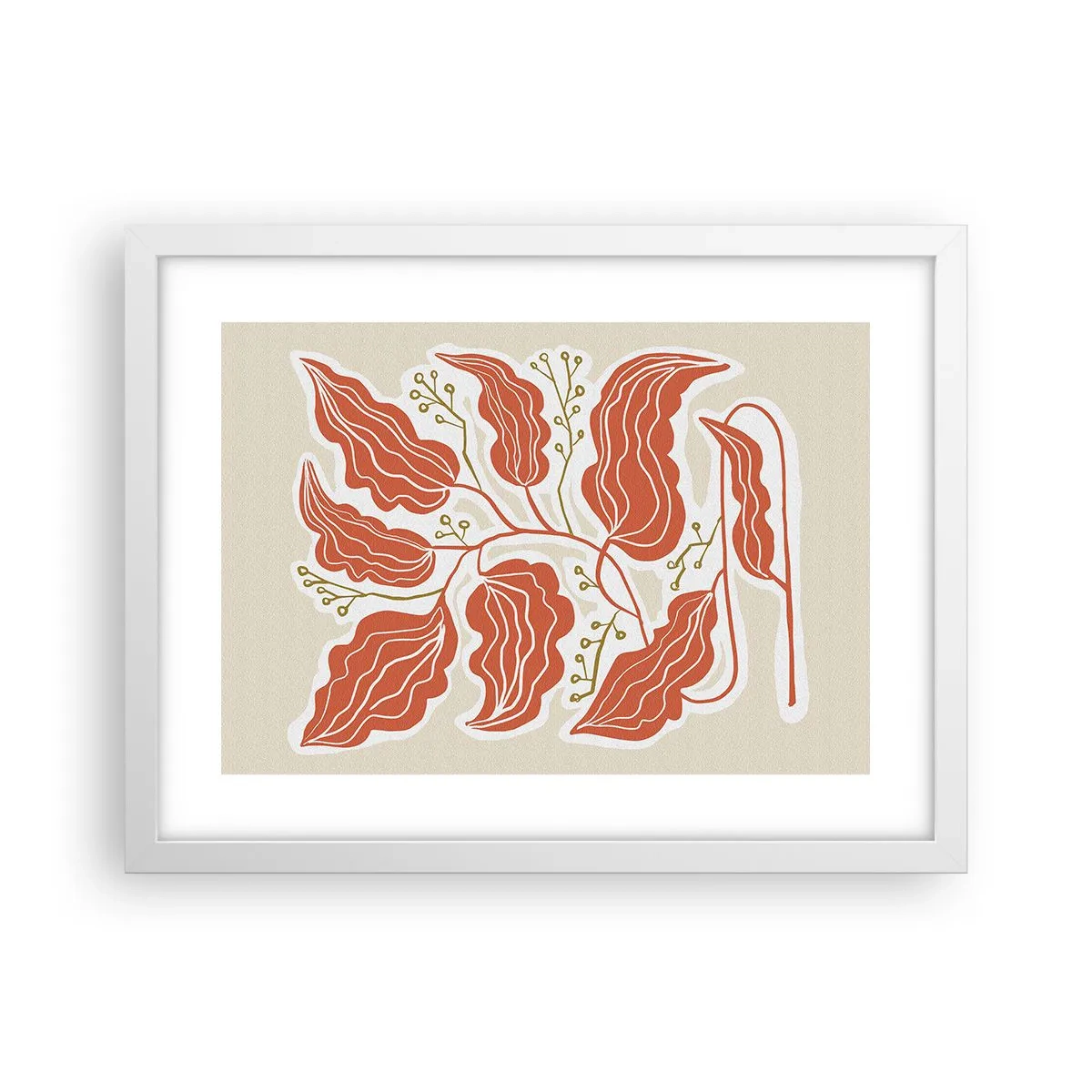 Poster in een witte lijst - Folk en koraal - 40x30 cm