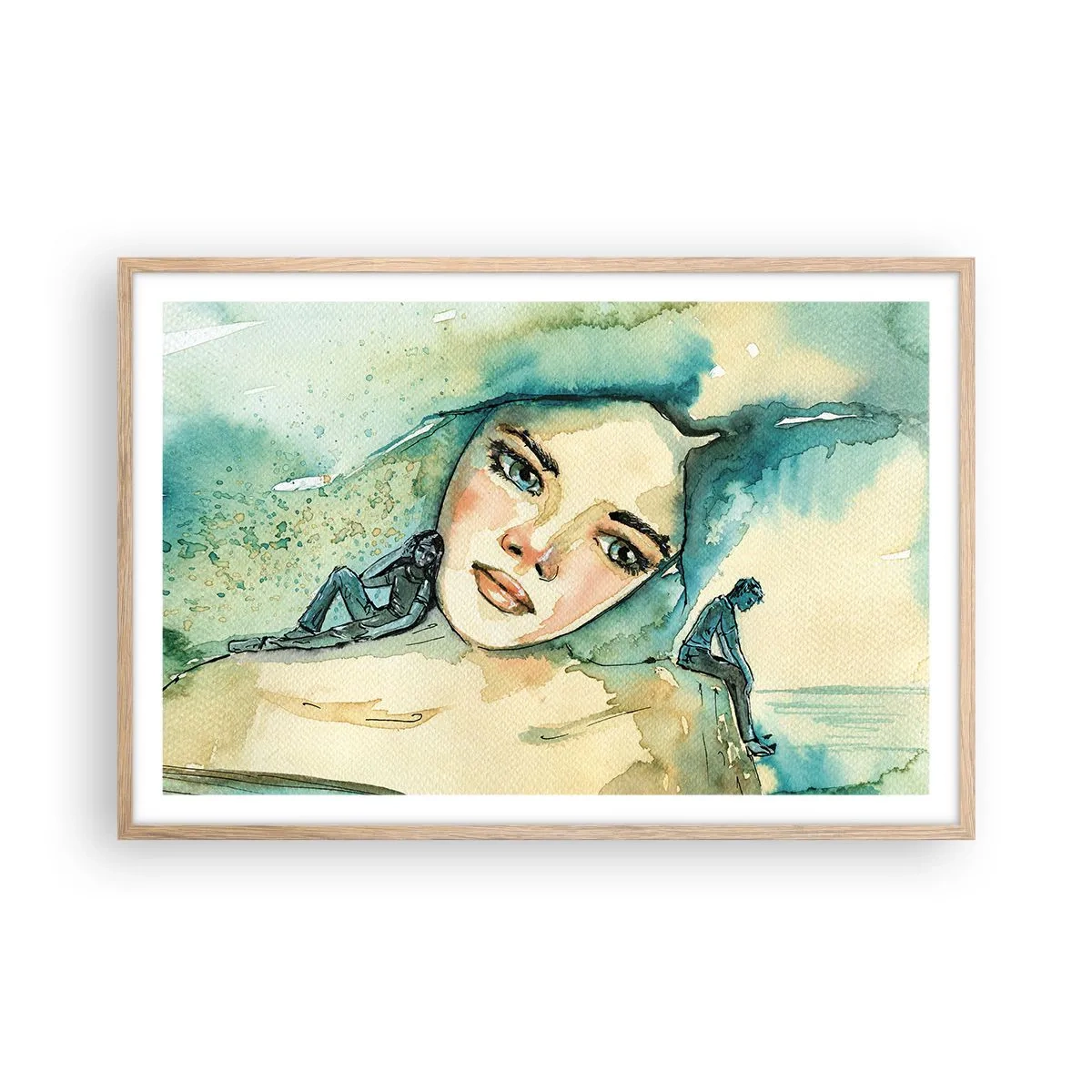 Een poster in een licht eiken lijst - Ben ik blauw? - 91x61 cm