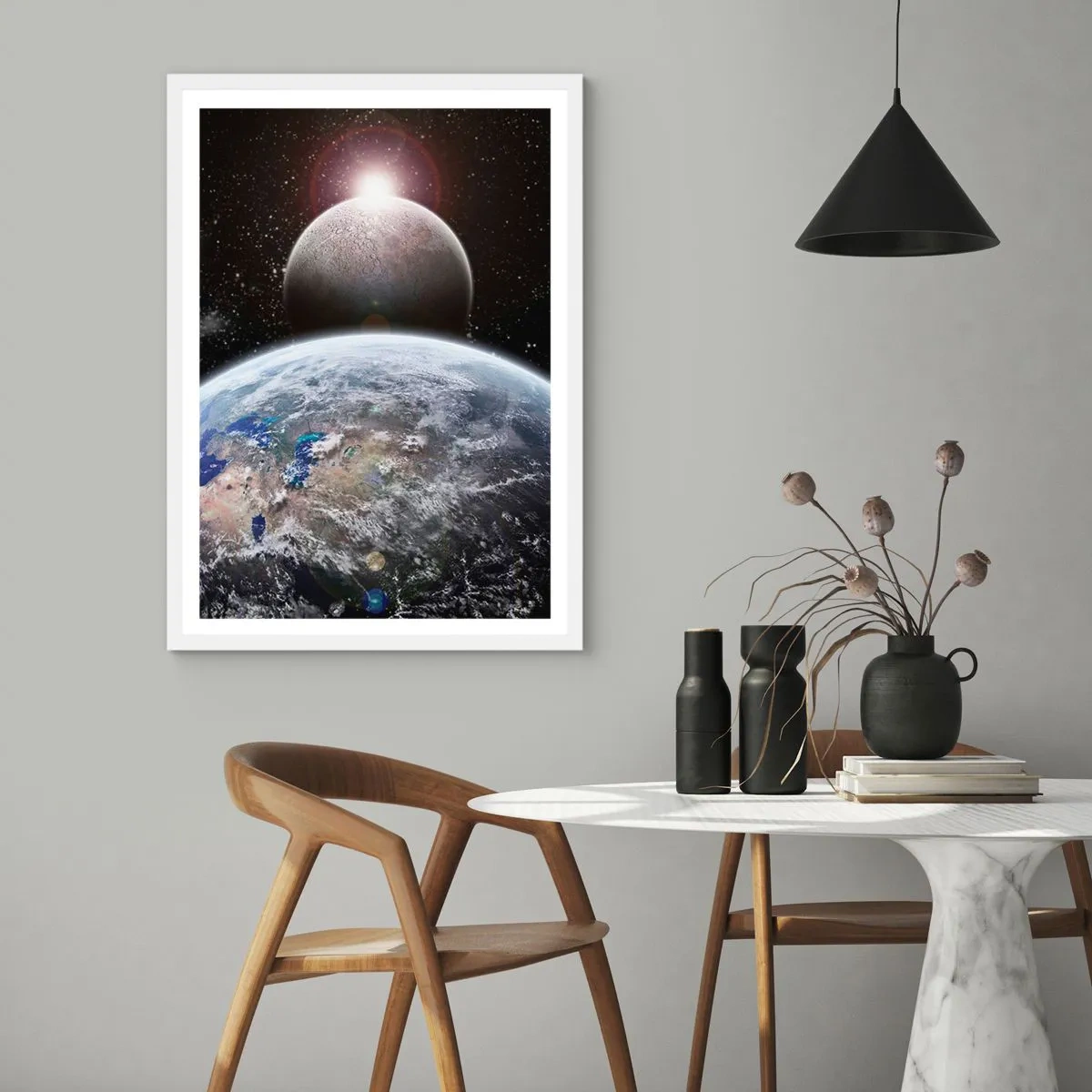 Poster in een witte lijst - Kosmisch landschap - zonsopgang - 70x100 cm