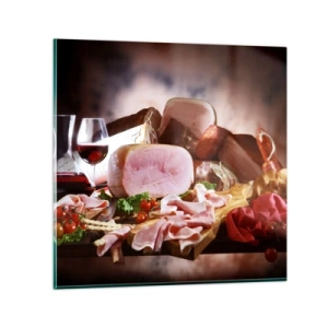 Schilderen op glas - Een culinaire droom met een karaf - 70x70 cm