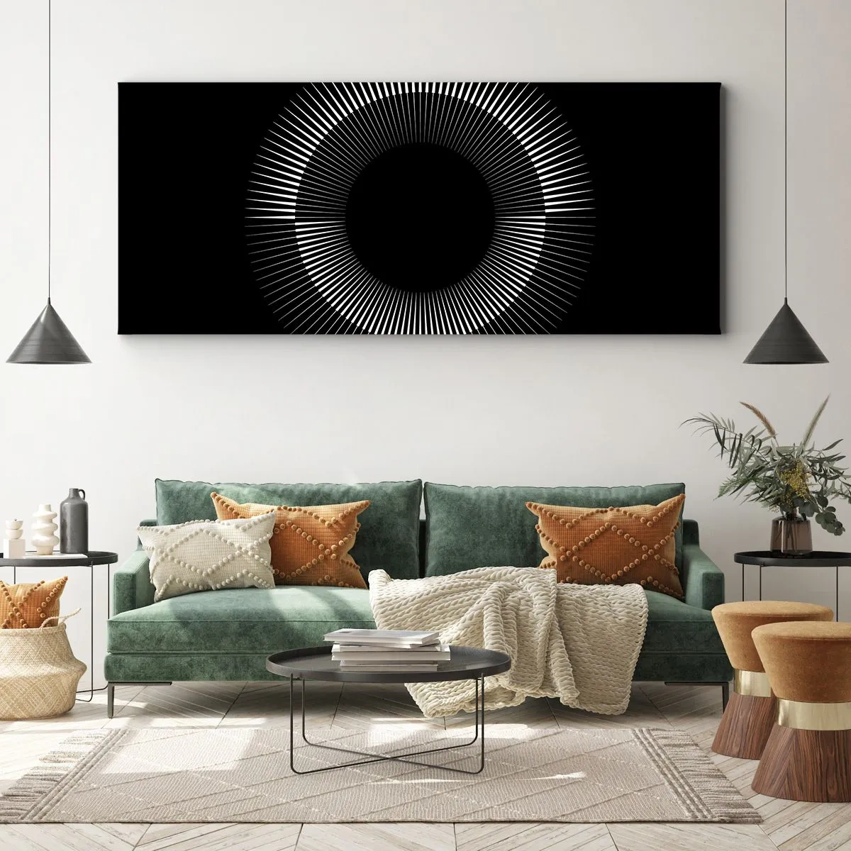 Schilderen op canvas - Zwarte zon - 100x40 cm