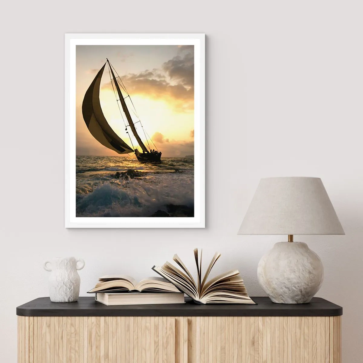 Poster in een witte lijst - Met de wind en tegen de wind - 50x70 cm