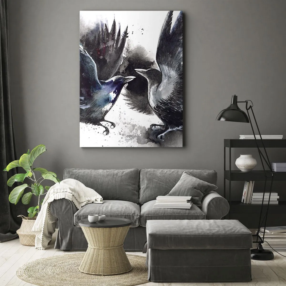 Schilderen op canvas - De ene kraai pikt de andere de ogen niet uit - 50x70 cm