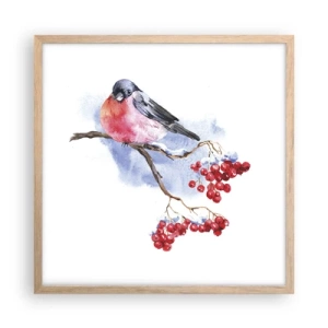 Een poster in een licht eiken lijst - Winter in kleur - 50x50 cm