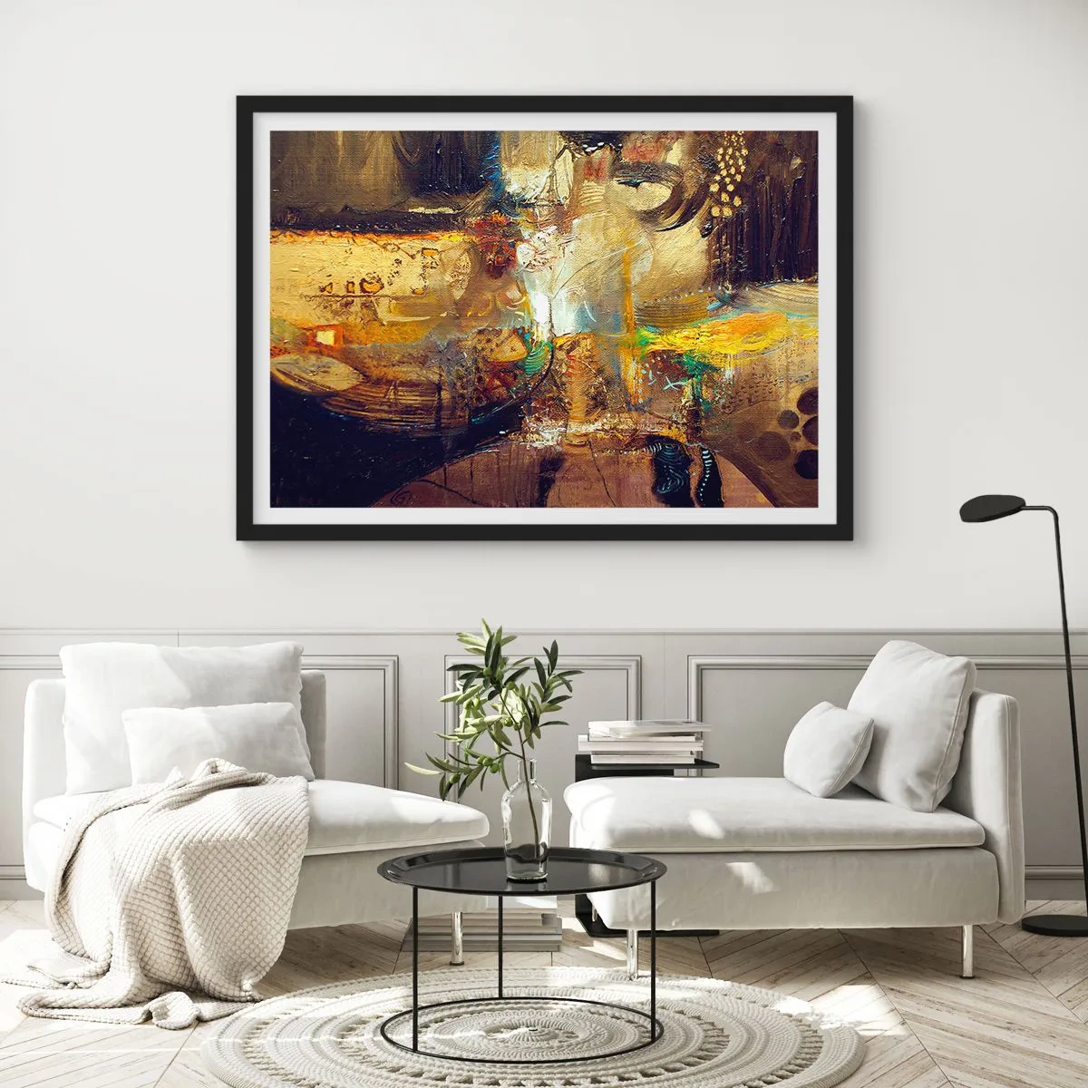 Poster in een zwarte lijst - Koud, warmer, heet - 40x30 cm