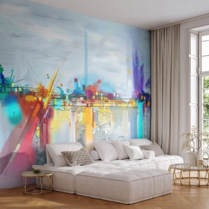 Fotobehang Standard Eco - Brug van vreugde bij de rivier van het leven - Abstractie, Deel, Surrealisme - 350x256 cm