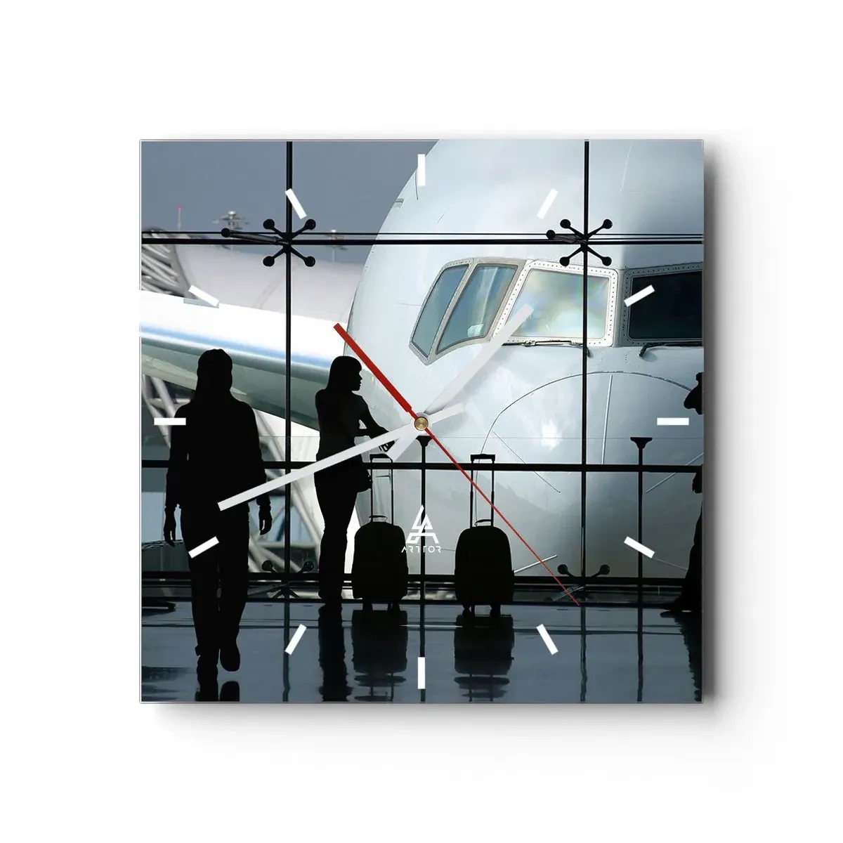Wandklok - Klok - Vis a vis op de luchthaven - 30x30 cm