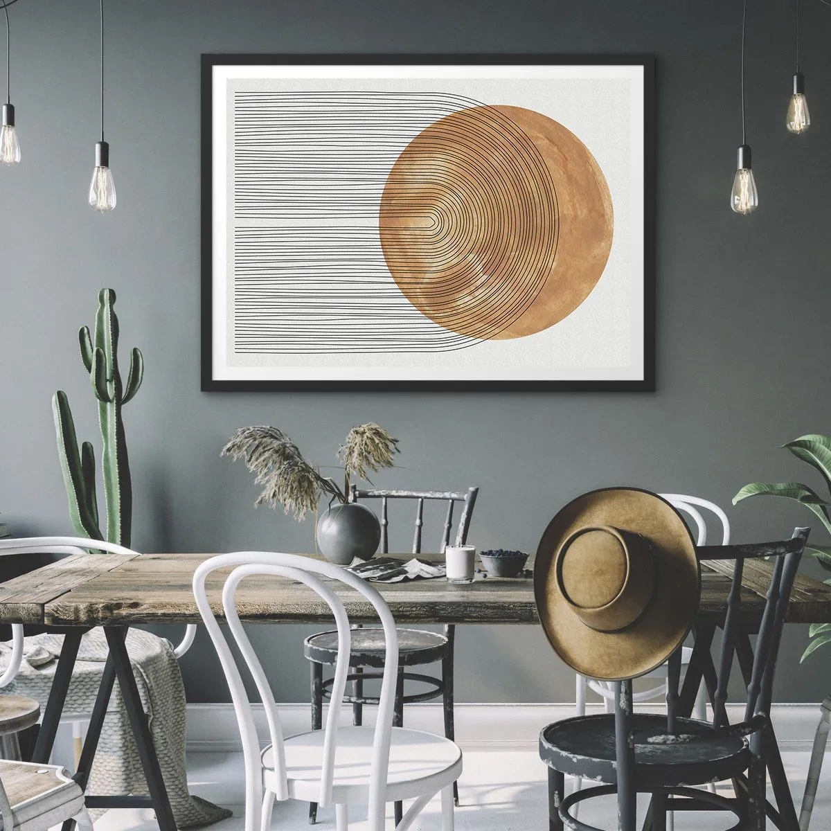 Poster in een zwarte lijst - Zonnige compositie - 100x70 cm