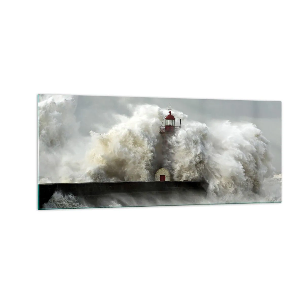 Schilderen op glas - De woede van de oceaan - 100x40 cm