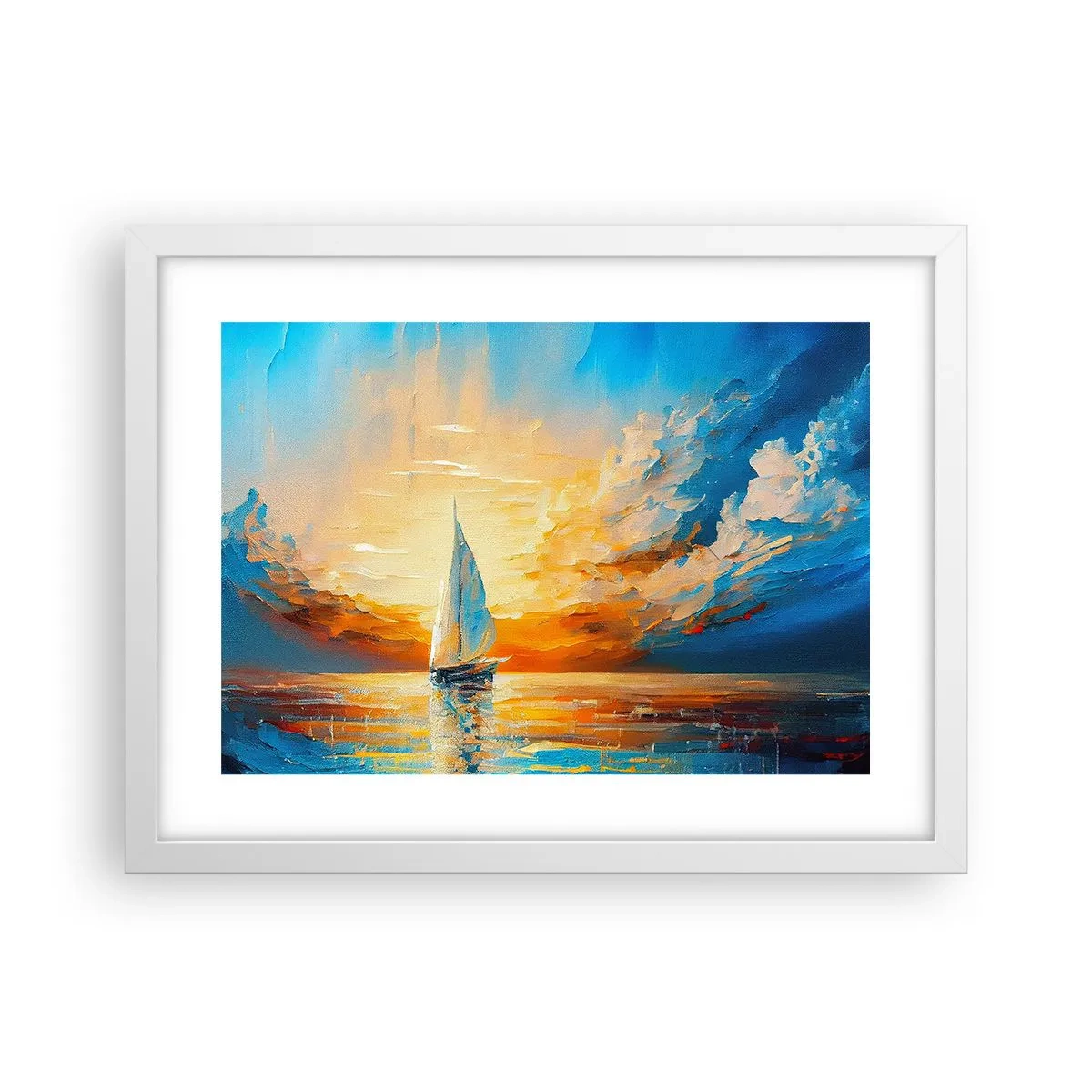 Poster in een witte lijst - Zeilen in goud - 40x30 cm