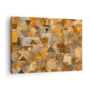 Schilderen op canvas - Abstracte geometrische patronen in goudtinten - 70x50cm - De wereld in vorm - Moderne wanddecoratie voor woonkamer en slaapkamer ARTTOR
