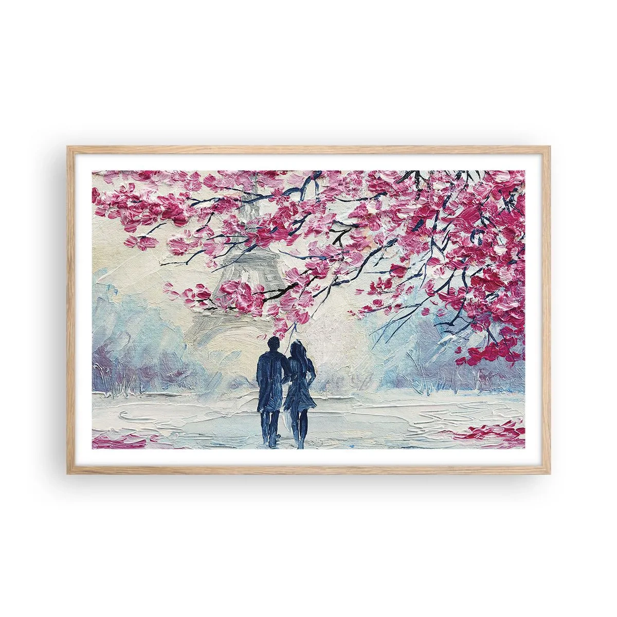 Een poster in een licht eiken lijst - Een romantische wandeling - 91x61 cm