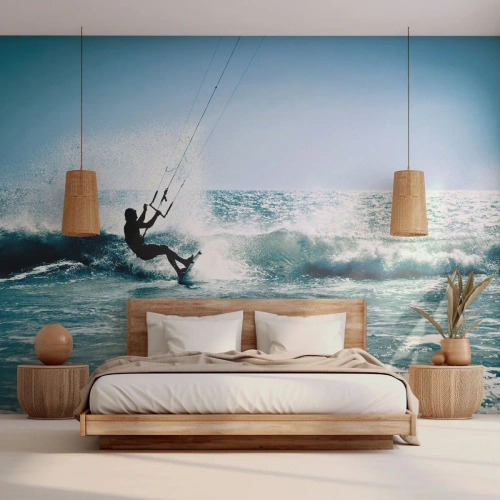 Fotobehang Premium Sand - Laat je meeslepen - Sport, Kitesurfen, Zee - 500x350 cm
