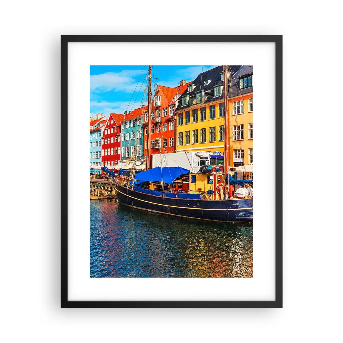 Poster in een zwarte lijst - Vrolijke werf - 40x50 cm