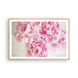 Een poster in een licht eiken lijst - In roze glamour - 91x61 cm