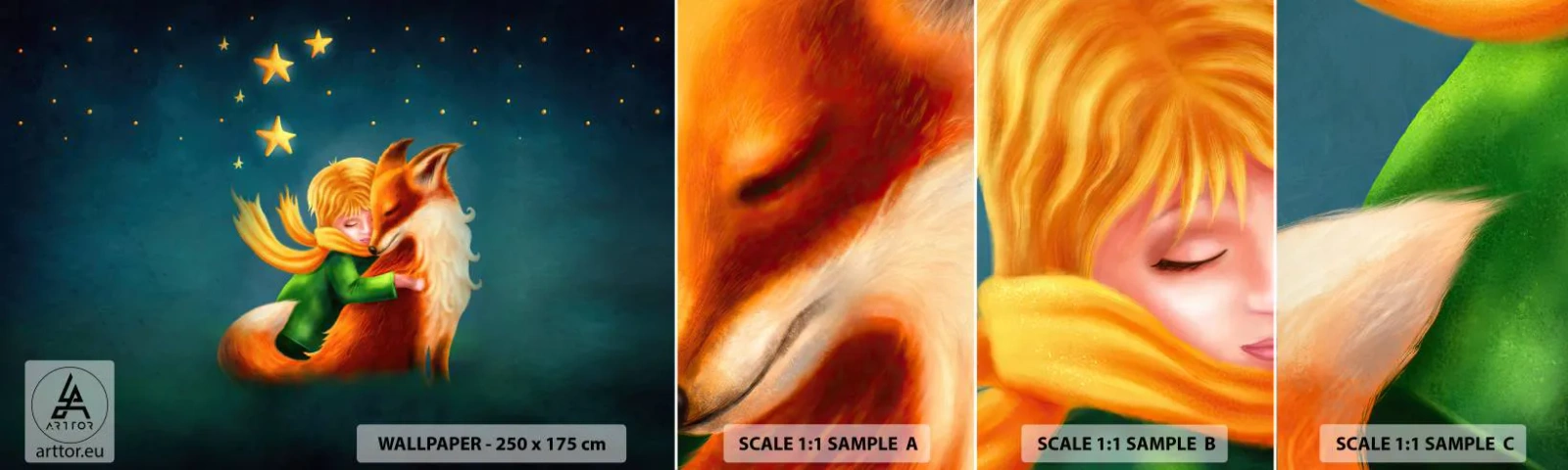 Fotobehang Staaltje Standard Eco - Kleine Prins - Voor kinderen, Vos, Jongen - 100x30 cm