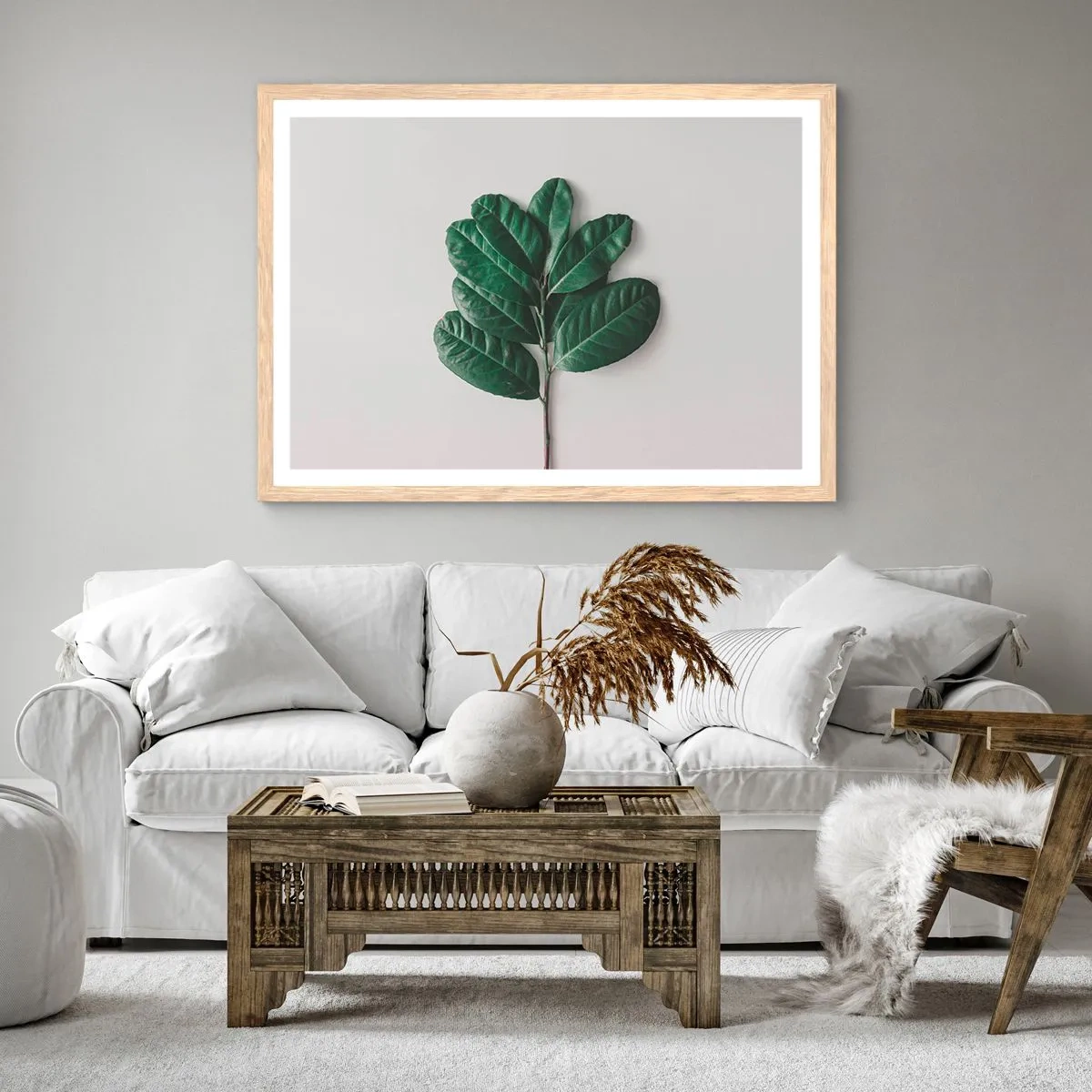 Een poster in een licht eiken lijst - Een tekening van de pure natuur - 70x50 cm