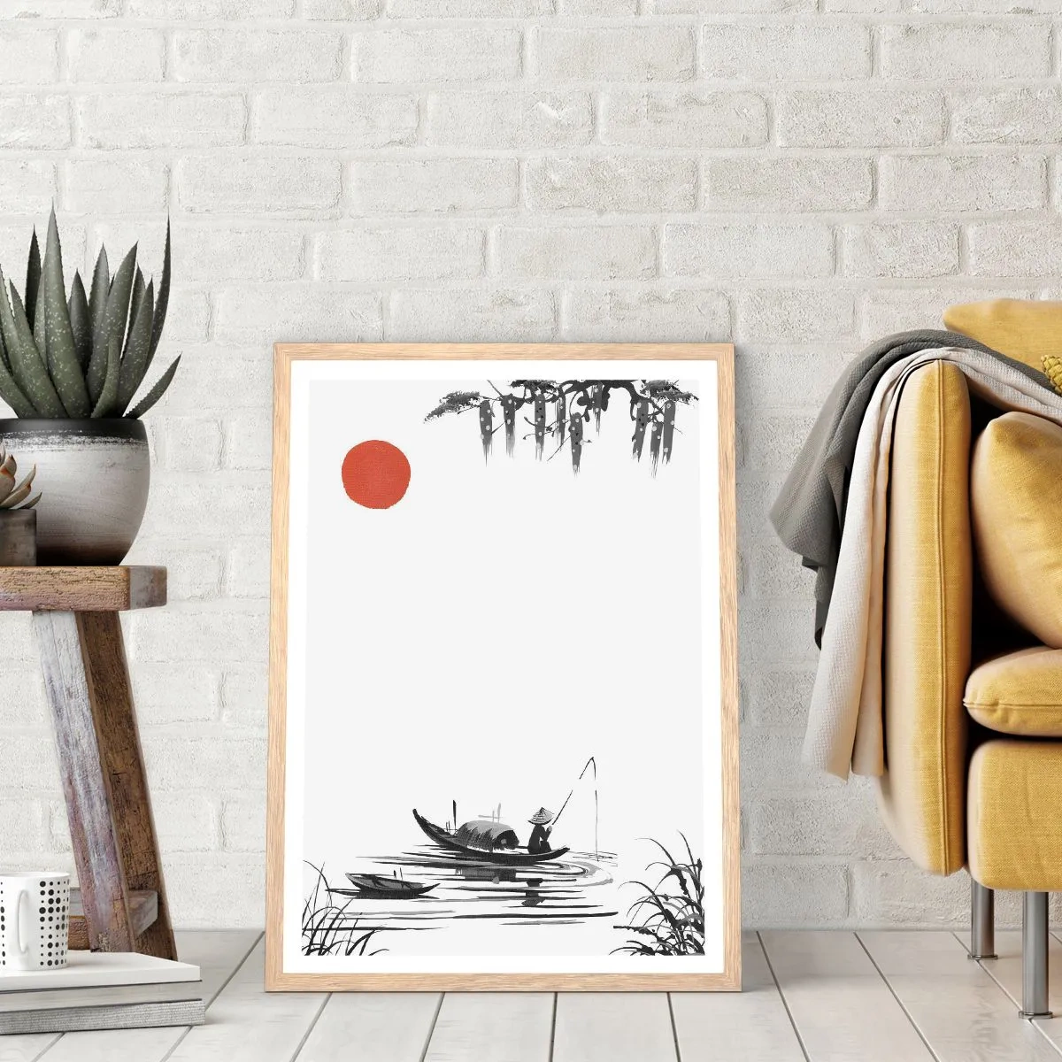Een poster in een licht eiken lijst - Aziatische middag - 50x70 cm