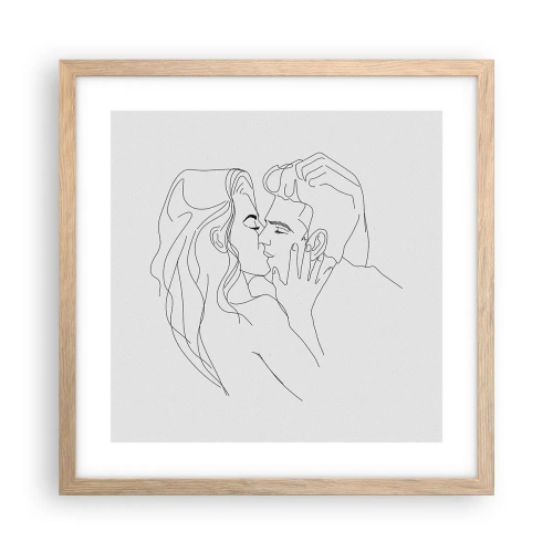 Een poster in een licht eiken lijst - Dezelfde regel - 40x40 cm