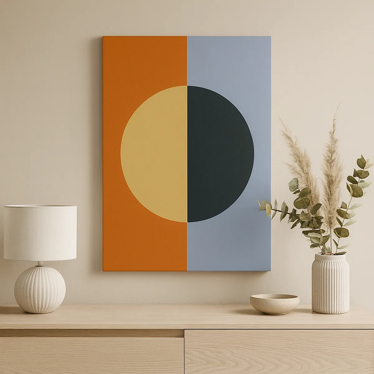 Schilderen op canvas - Een compositie van warmte en koelte - 50x70 cm