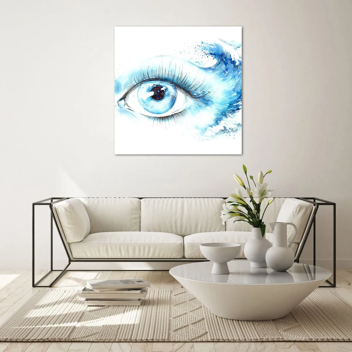 Schilderen op glas - Dompel jezelf onder in het blauw van de blik - 70x70 cm