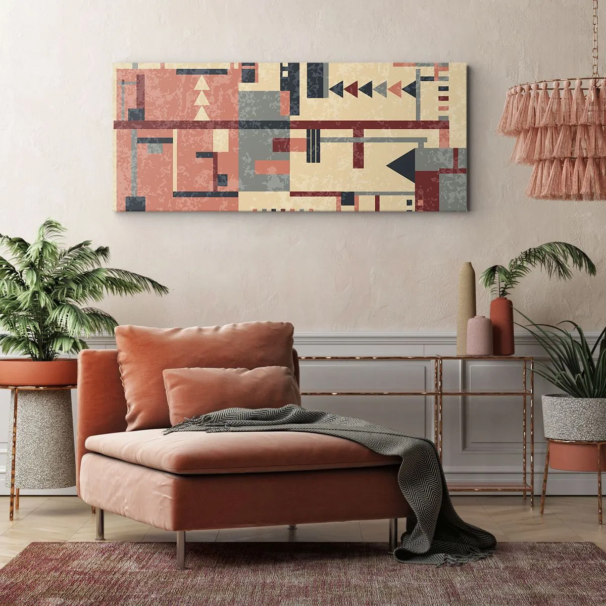 Schilderen op canvas - Een combinatie van verticalen en horizontalen - 100x40 cm