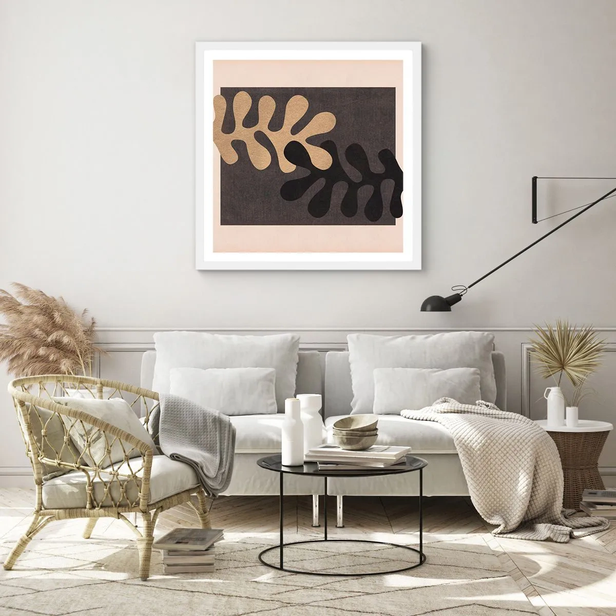 Poster in een witte lijst - Afwezigheid en complement - 40x40 cm