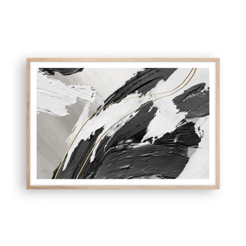 Een poster in een licht eiken lijst - Abstractie op grote schaal - 91x61 cm