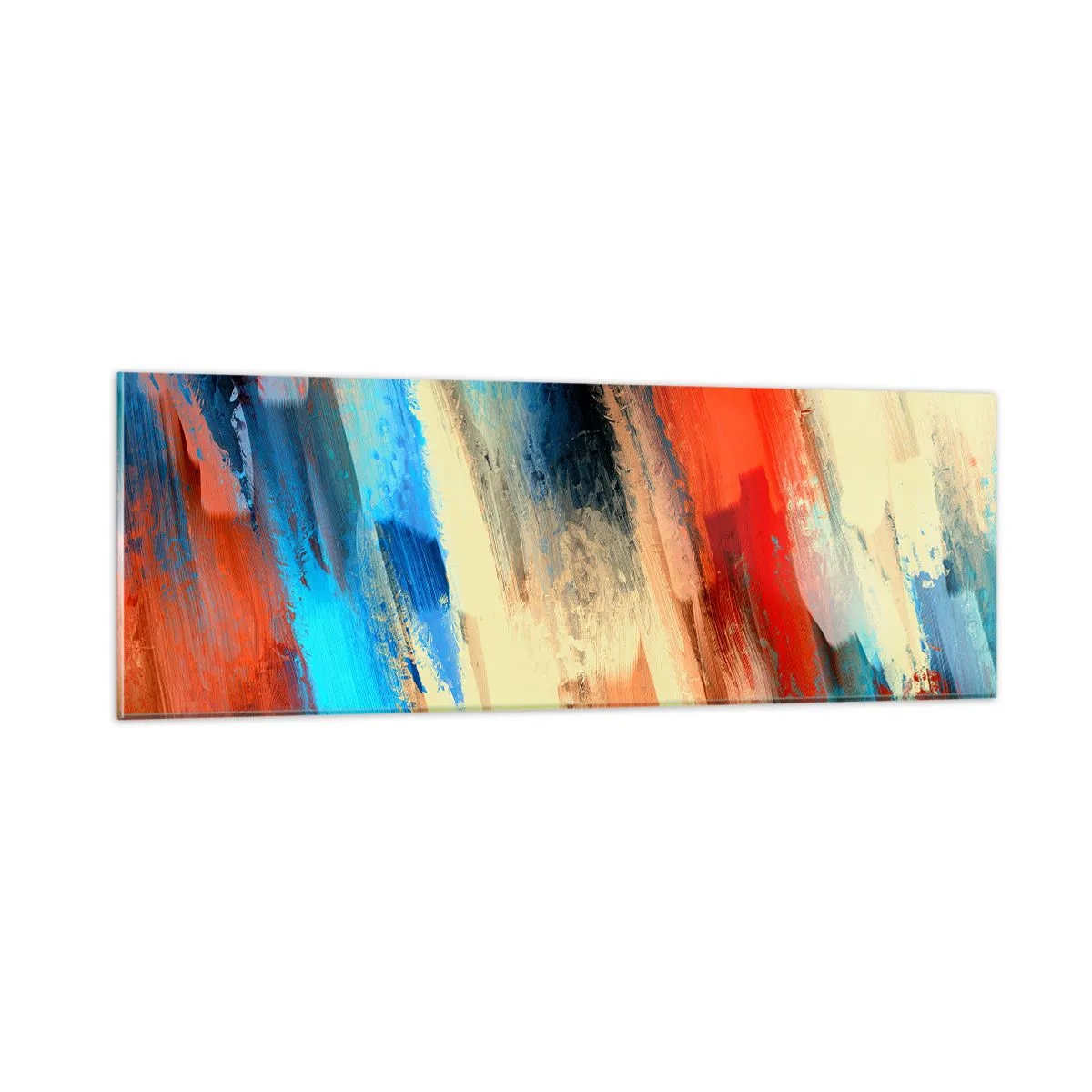 Schilderen op glas - Een cascade van kleuren - 90x30 cm