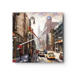 Wandklok - Klok - New York - ook kleurrijk in de regen - 30x30 cm