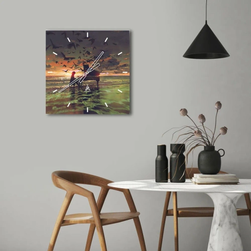 Wandklok - Klok - Concert voor piano en golven - 30x30 cm