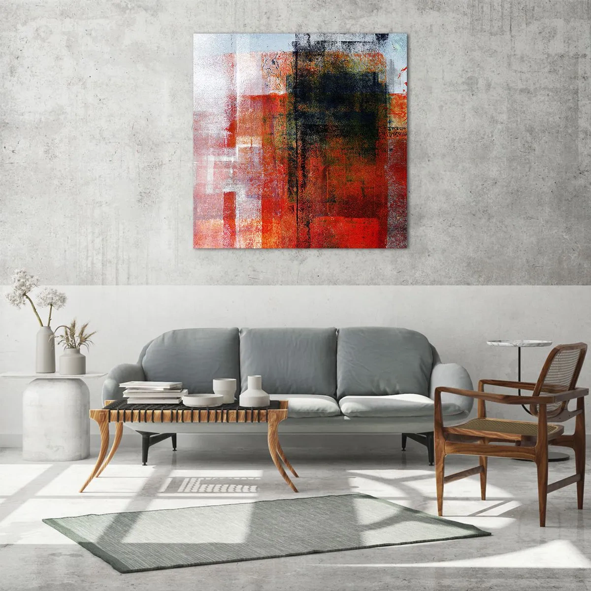 Schilderen op glas - Een gloeiende compositie  - 40x40 cm