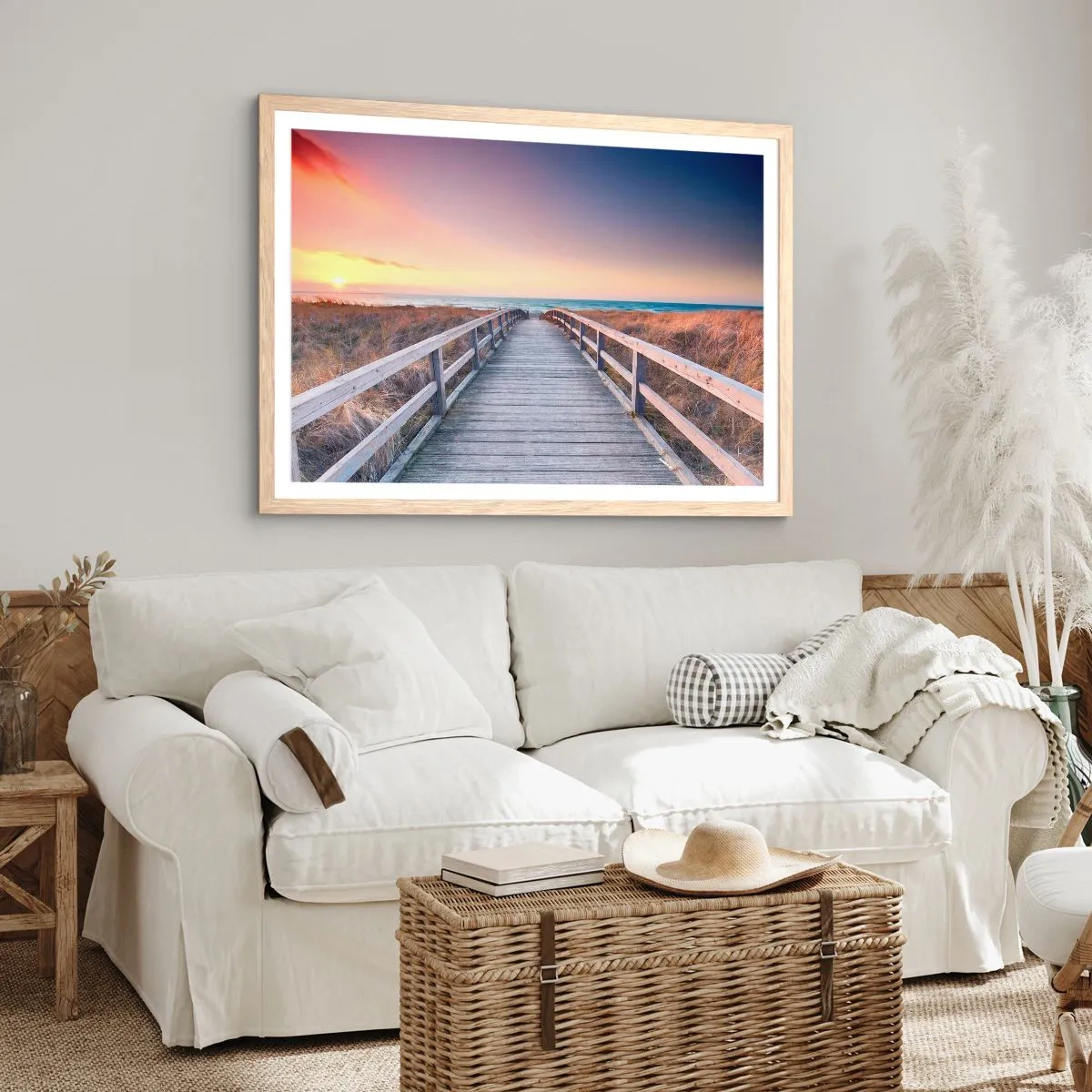 Een poster in een licht eiken lijst - Baltische avond aurora - 40x30 cm