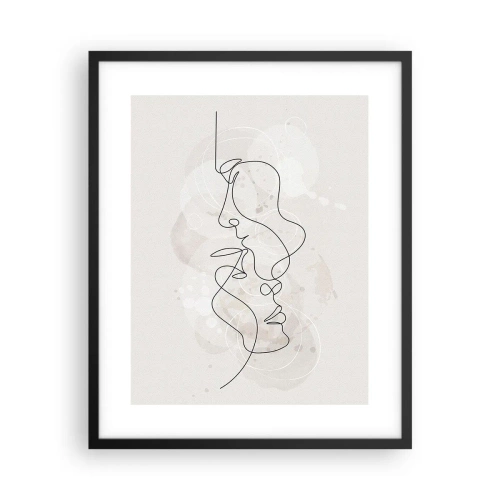 Poster in een zwarte lijst - Verstrikt in een omhelzing - 40x50 cm