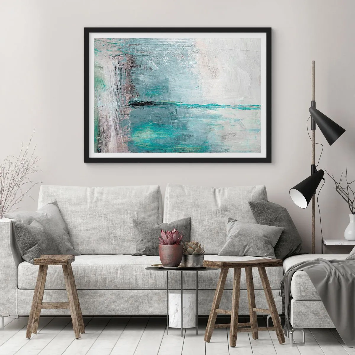 Poster in een zwarte lijst - Horizontaal in blauw - 70x50 cm