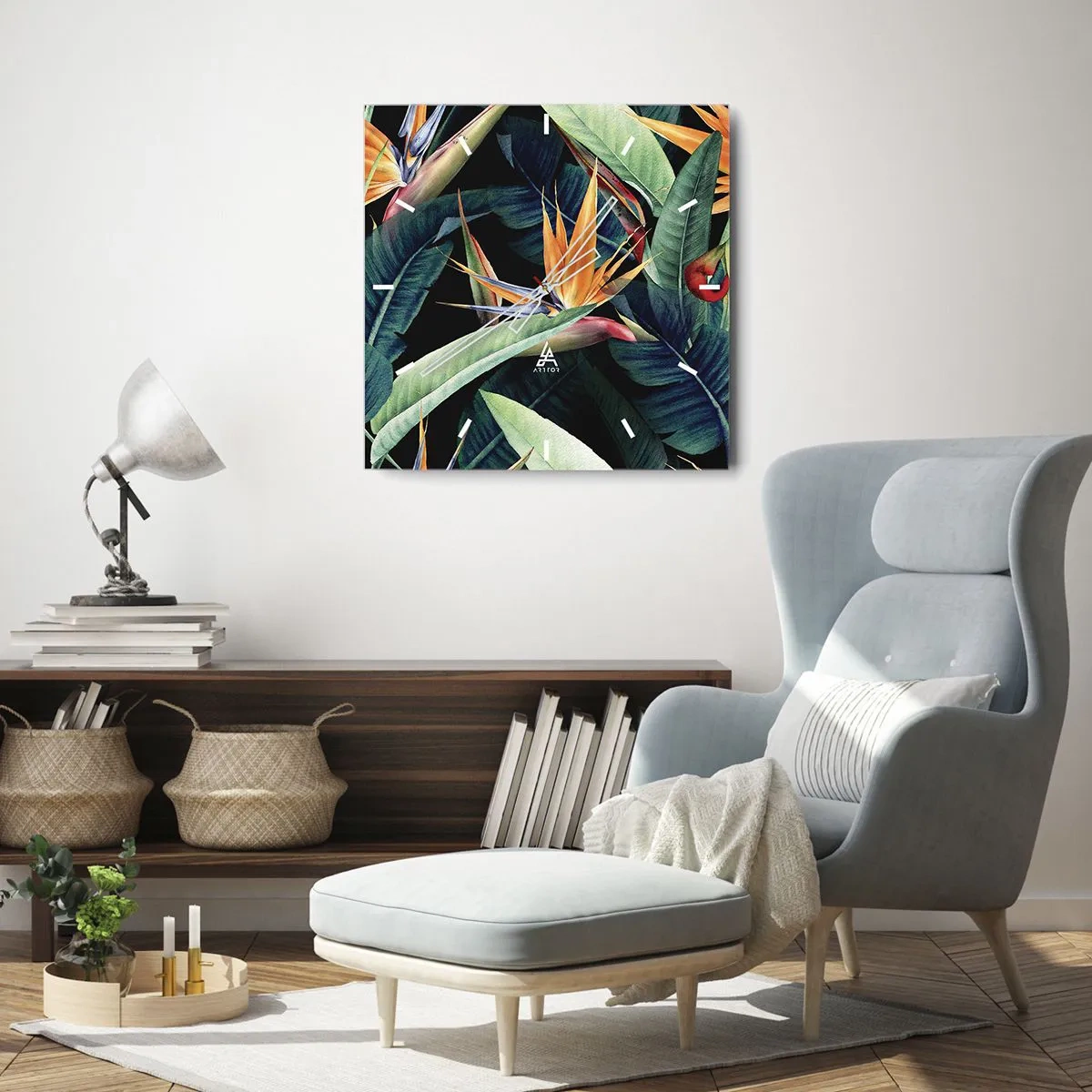 Wandklok - Klok - Vlammende bloemen van de tropen - 30x30 cm