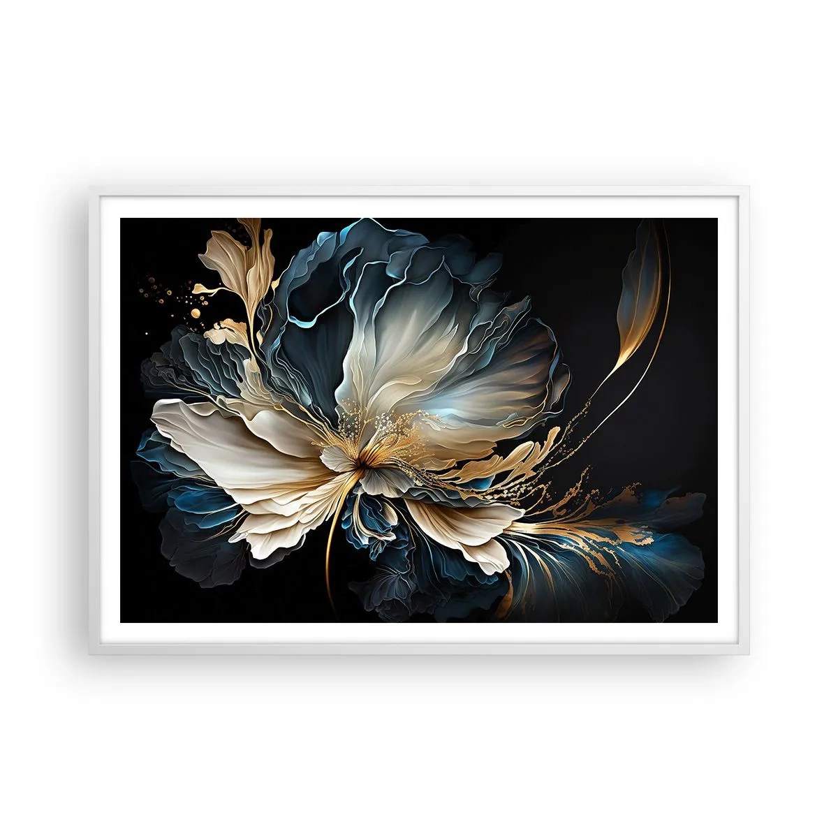 Poster in een witte lijst - Sprookjesachtige varenbloem - 100x70 cm