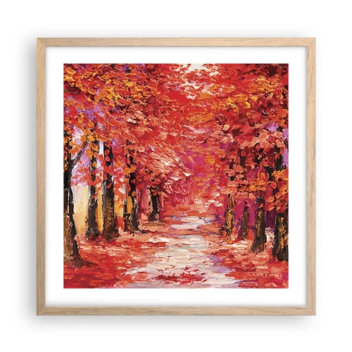 Een poster in een licht eiken lijst - Herfst impressie - 50x50 cm