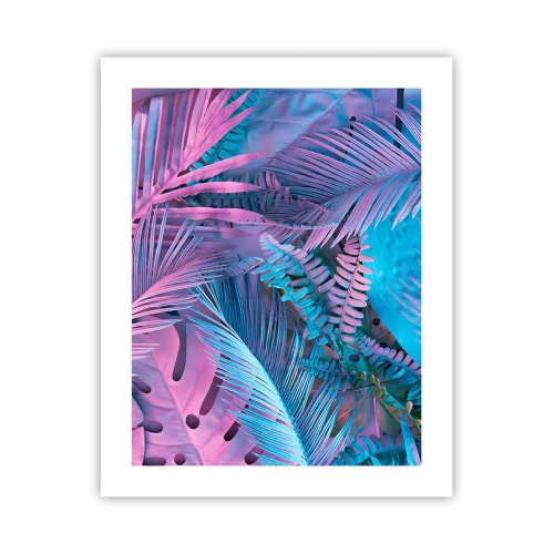 Poster - Tropen in roze en blauw - 40x50 cm