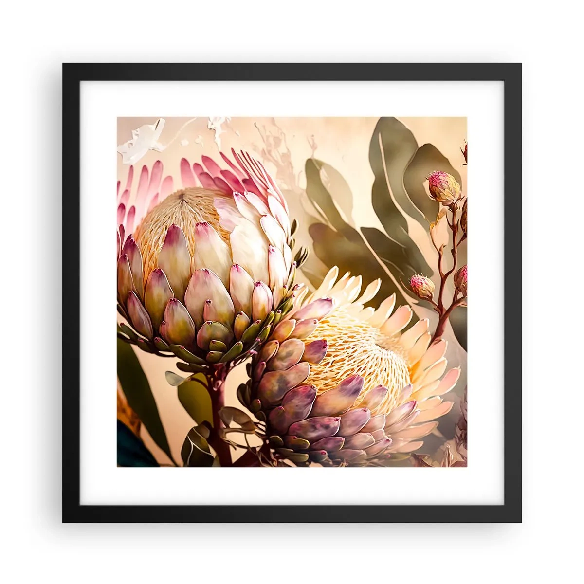 Poster in een zwarte lijst - Teeder omarmd - 40x40 cm