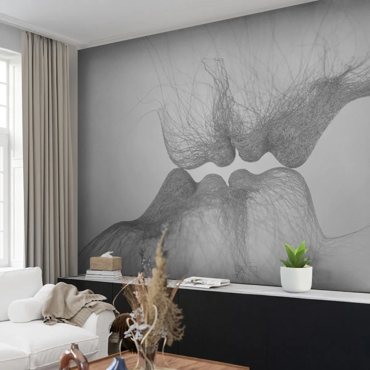 Fotobehang Premium Sand - Kus van de wind - Abstractie, Grafisch, Liefde - 100x70 cm