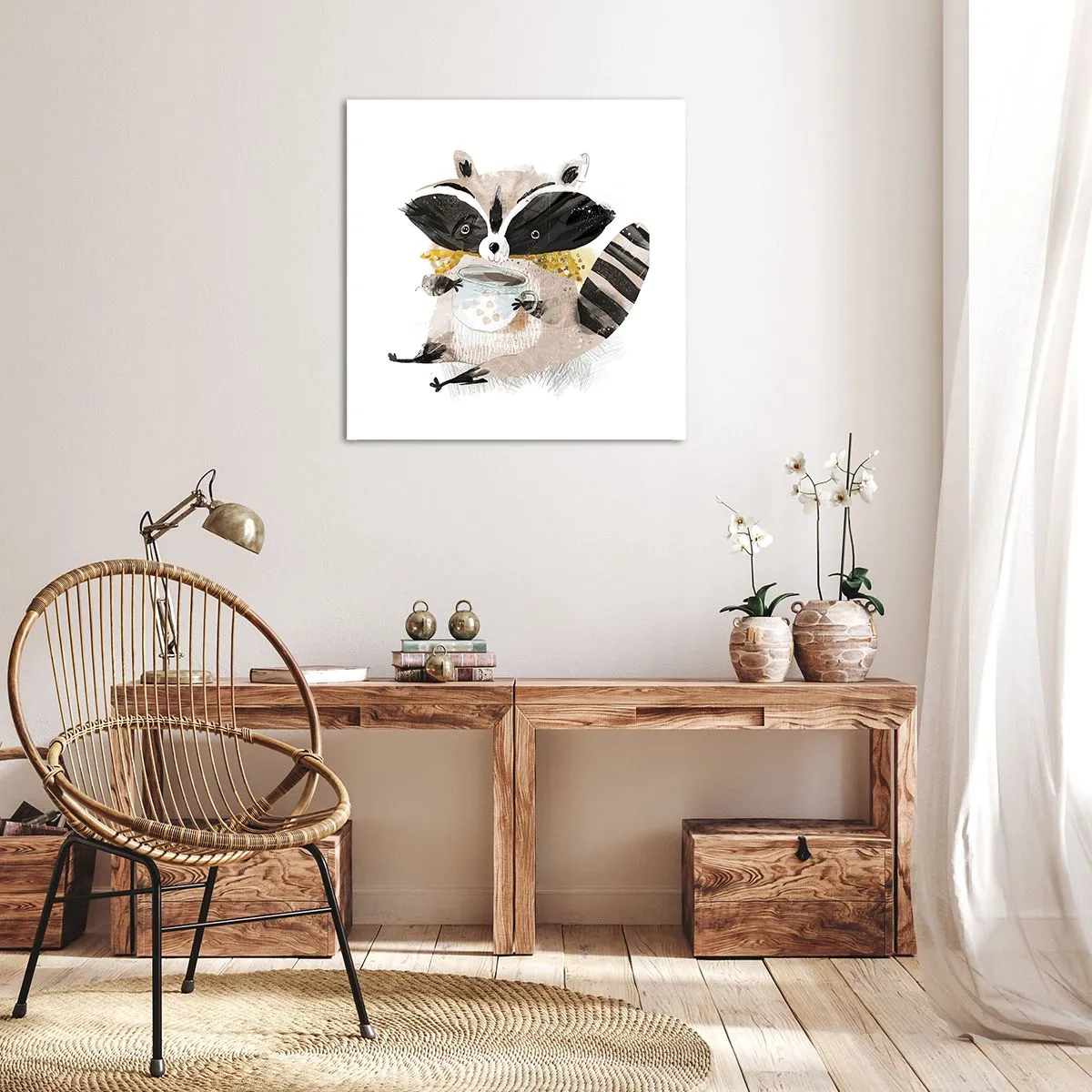 Schilderen op canvas - Mijn vriend de wasbeer - 70x70 cm