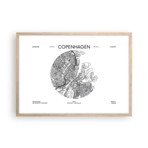 Een poster in een licht eiken lijst - Anatomie van Kopenhagen - 70x50 cm