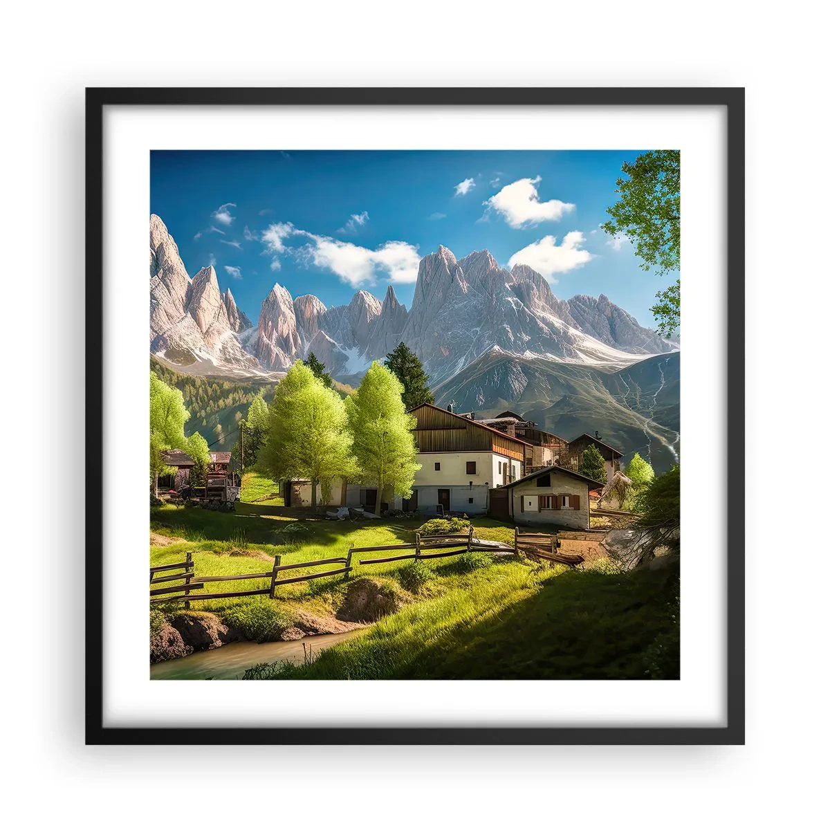 Poster in een zwarte lijst - Alpine idylle - 50x50 cm
