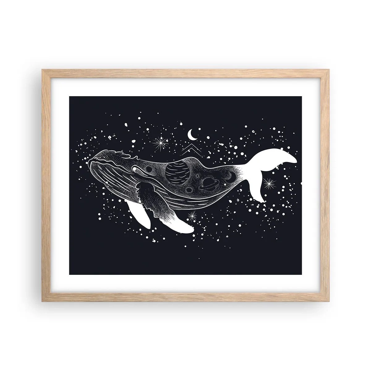 Een poster in een licht eiken lijst - In de oceaan van het universum - 50x40 cm