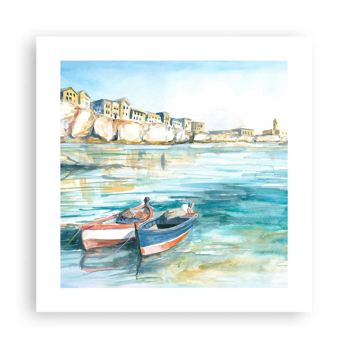 Poster - Azuurblauw landschap - 40x40 cm