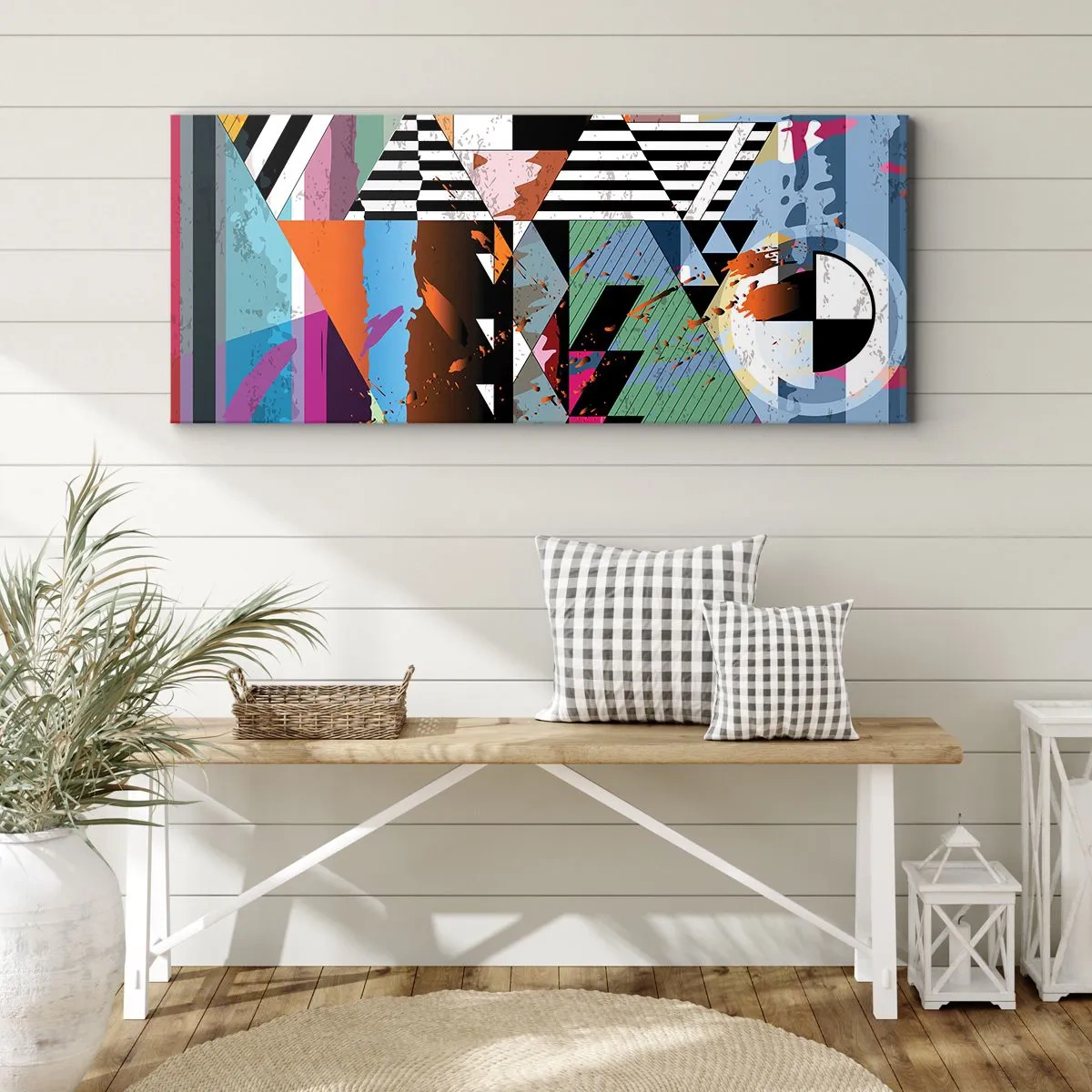 Schilderen op canvas - Geometrisch en organisch - 90x30 cm