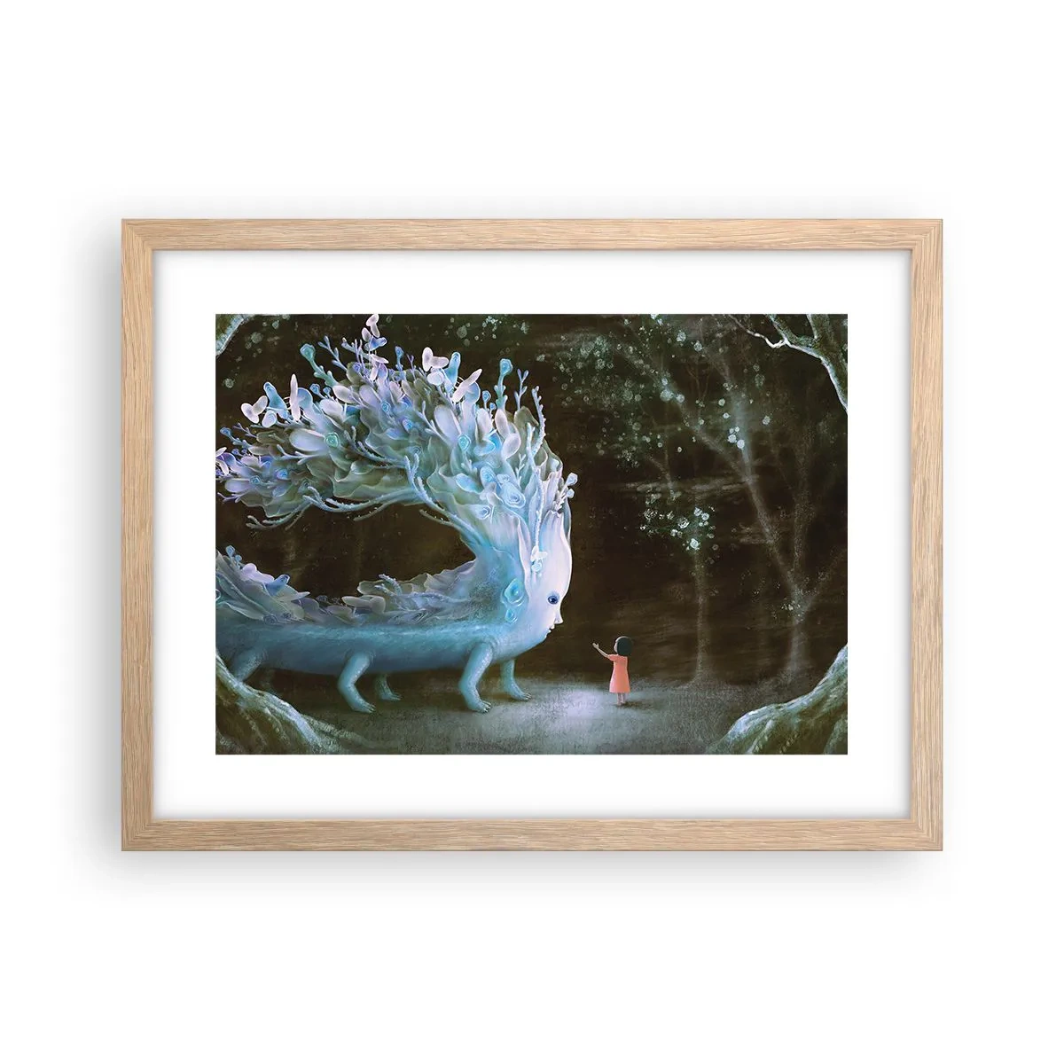 Een poster in een licht eiken lijst - Fantastische ontmoeting - 40x30 cm