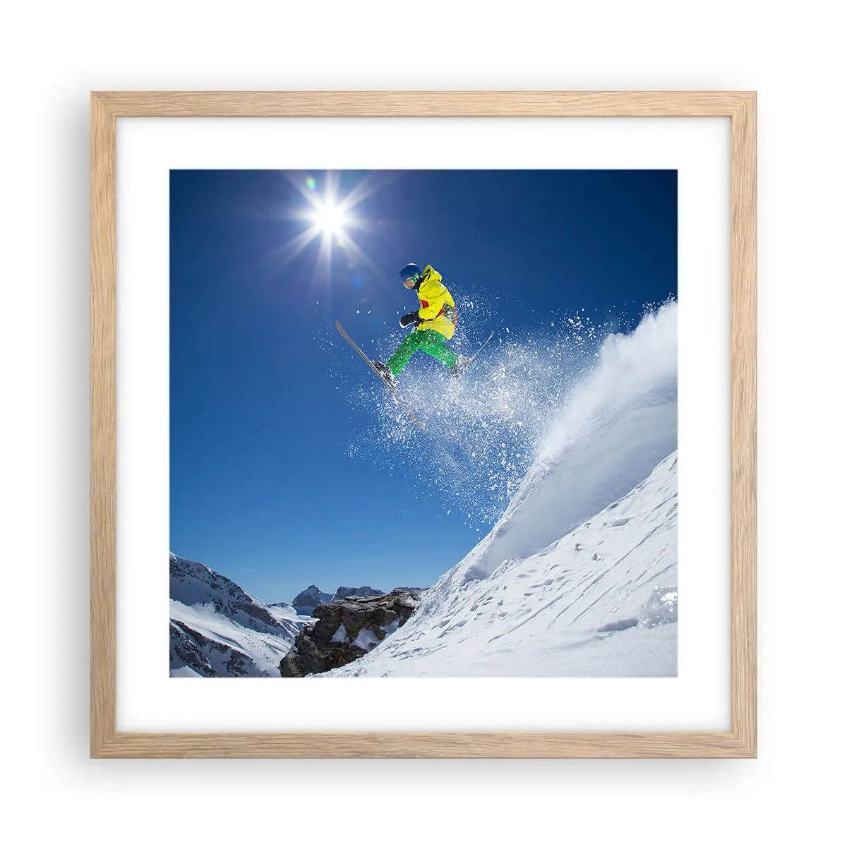 Een poster in een licht eiken lijst - Dansend met de bergen - 40x40 cm